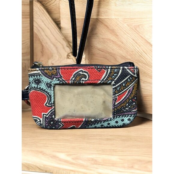 Spartina 449 Natural Linen & Leather ID Holder/Wallet With Keyring - Picture 1 of 8